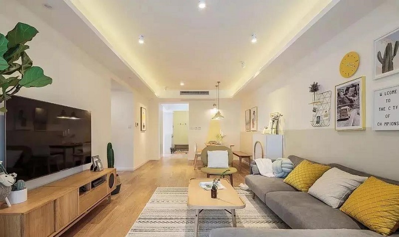 100㎡三居室北歐風裝修，原木搭配暖色調讓家溫馨