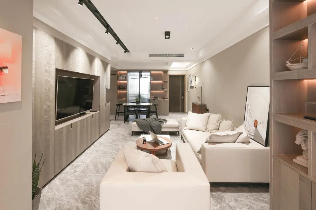 125㎡現代簡約風格新房裝修，玄關柜+電視柜超大氣！