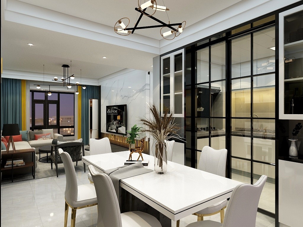 140現代三房裝修,敞開式的輕奢裝修案例